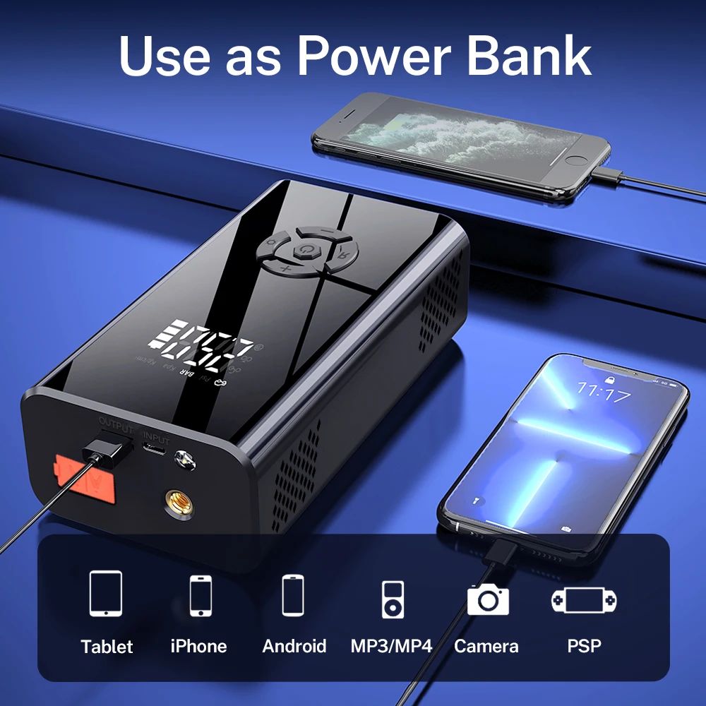 Car Jump Starter Deelife Multi-Function Air Compressor Power Bank Portable Charger For 12V Cars