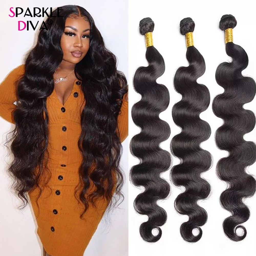 

Human Hair Bundles Brazilian Body Wave 12A Remy Hair Weave Natural Machine Double Weft Extensions Lot in Promo 38 40 Inch