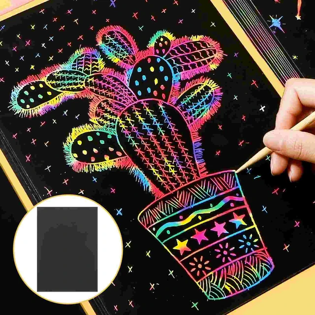 55PCS Children Scratch Paper Scratching Drawing Painting Papers Creative  Scratch Drawing Paper Set Black (50 Sheets, 5 Bamboo - AliExpress