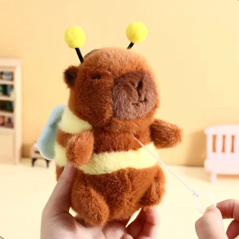 1/3/5/10PCS Capybara Plush Keychain drawing jitterbug wings bee water dolphin bead bag hanging ornaments doll