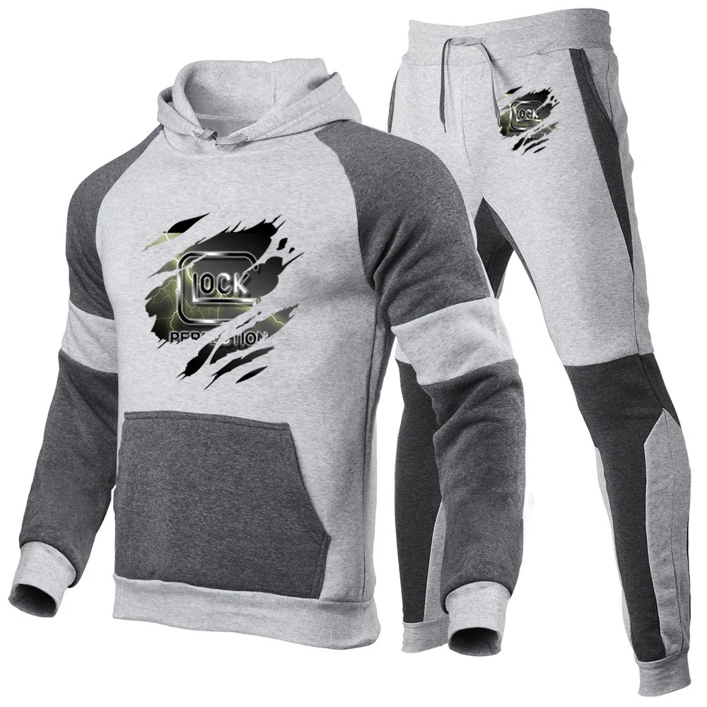 2023 fashion spring and autumn Glock perfect shooting printing sports hip-hop hoodie+sweatpants popular patchwork suit