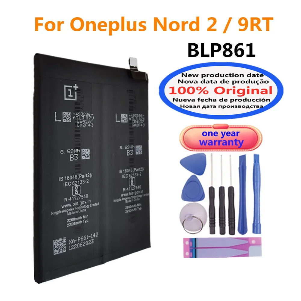 

4500mAh BLP861 Original Battery For One Plus Oneplus 1 + Nord 2 Nord2 / 9RT Mobile Phone Battery Batteries