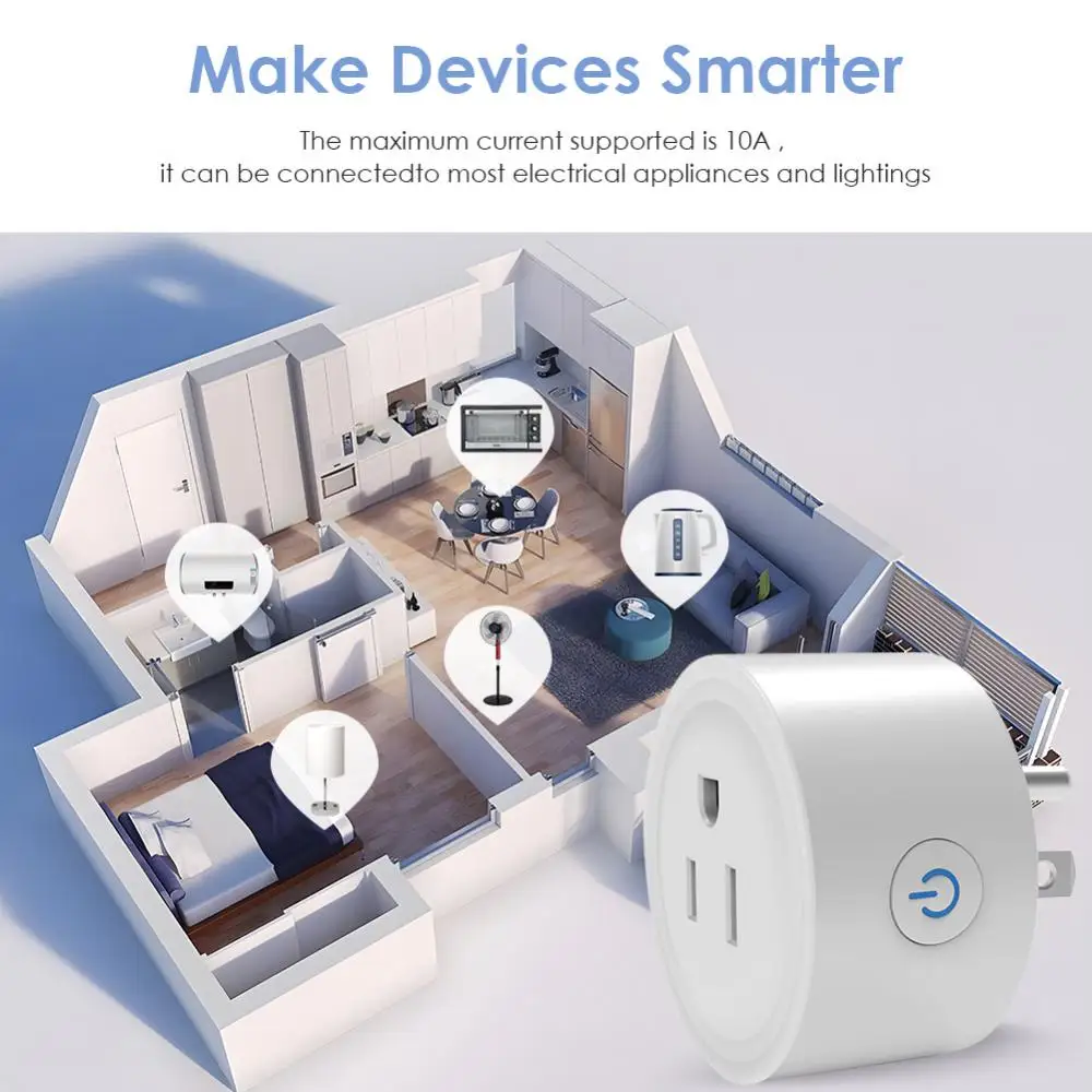 Tuya Smart Wifi Plug US Standard Wireless Outlet 10 16 20A Remote Control Smart Home Appliances Work With Alexa Google Home