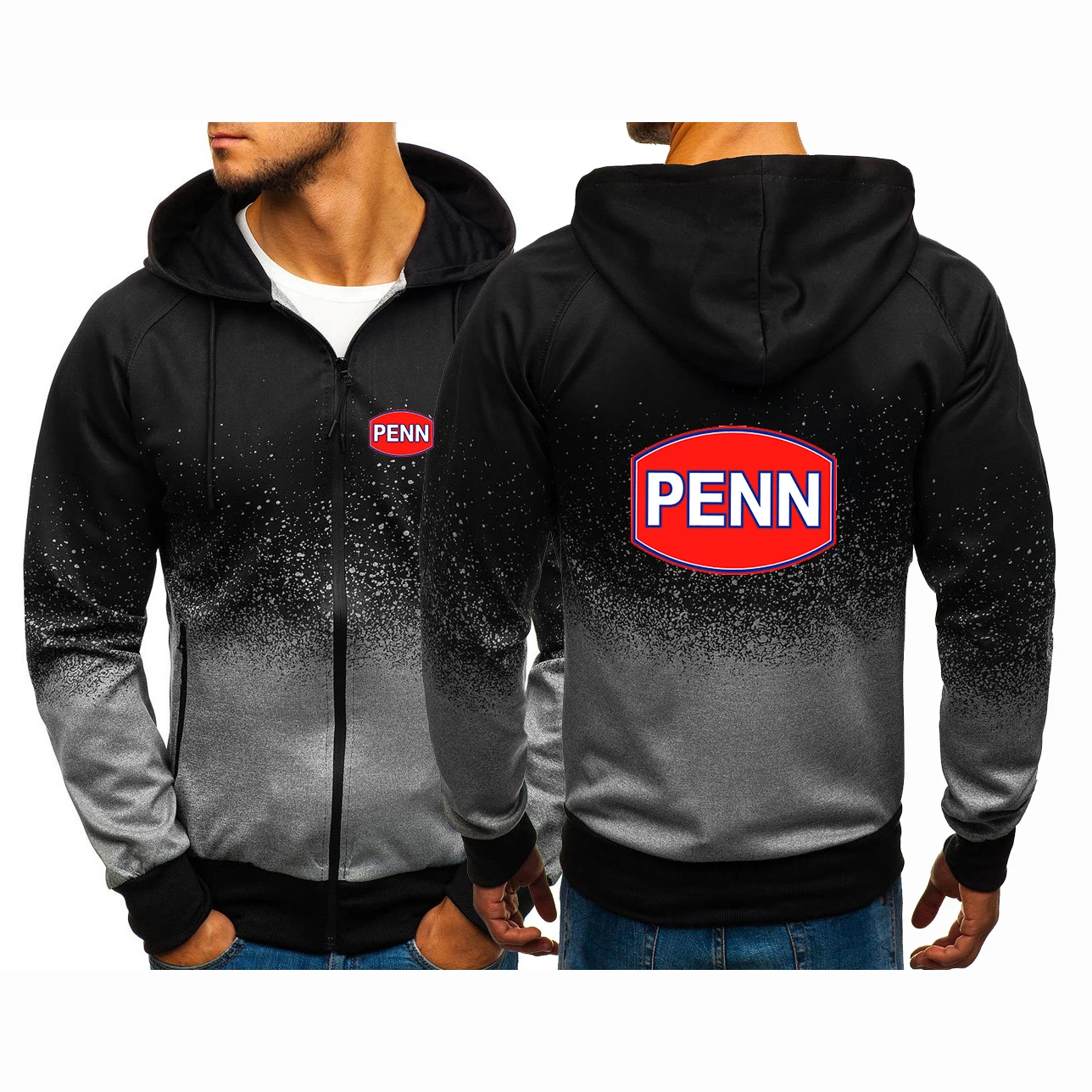 

Penn Fishing Reel 2023 Men's New Hoodies Casual Harajuku Long Sleeves Gradient Color Cardigan Coats Sweatshirts Zip Jackets Tops