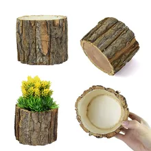 

Natral Wooden Craft DIY Garden Flower Vase Flowerpot Succulent Planter Green Plant Bonsai Pots Home Garden Decoration
