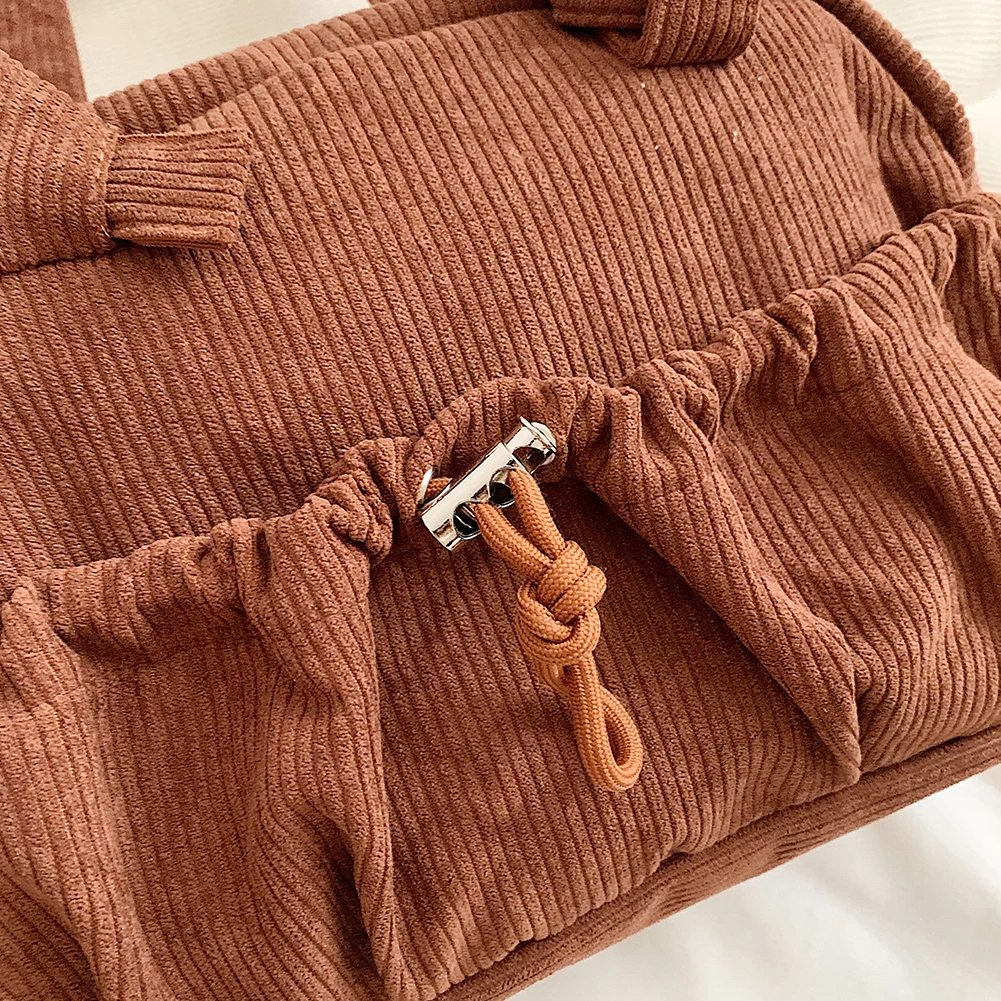 Corduroy Women Shoulder Bag with Interior Pocket for Work Travel