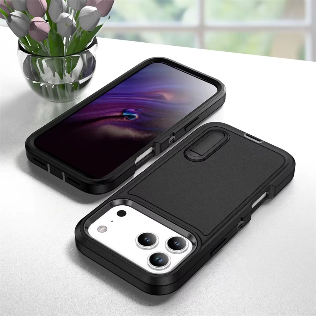 ShockProof Heavy Duty Stand Phone Case with Armor Protection and Kickstand Cover