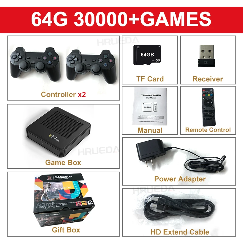 G11 PRO Game Box, consola de videojuegos PS1, juegos clásicos familiares,  Retro, 64 gb, 30000 juegos, 4K, HD, Wifi, TV Box para Android 9,0 -  AliExpress