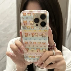 Korean Cute Cartoon Bear Clear Shockproof Phone Case - Soft Lens Protective Cover Gift - iPhone 16 Pro Max (Bear)