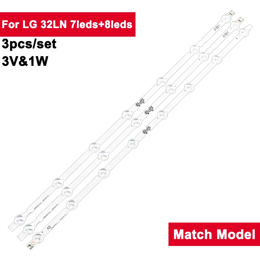 3pcs/set(2A1B1*7LED,1A2*8LED) 630mm 7+8LED Backlight Strip TV for LIG 32LN 32LN5100 32LN540V 32LN541V 32LN520B 6916L-1295A 1438A 3pcs 840mm 9lamps tv led backlight strip for 43 v16 art3 6916l 2550a 43uh661v 43uh6500 lc430due fj m1 a1 m2 43uh676v 43uh650v