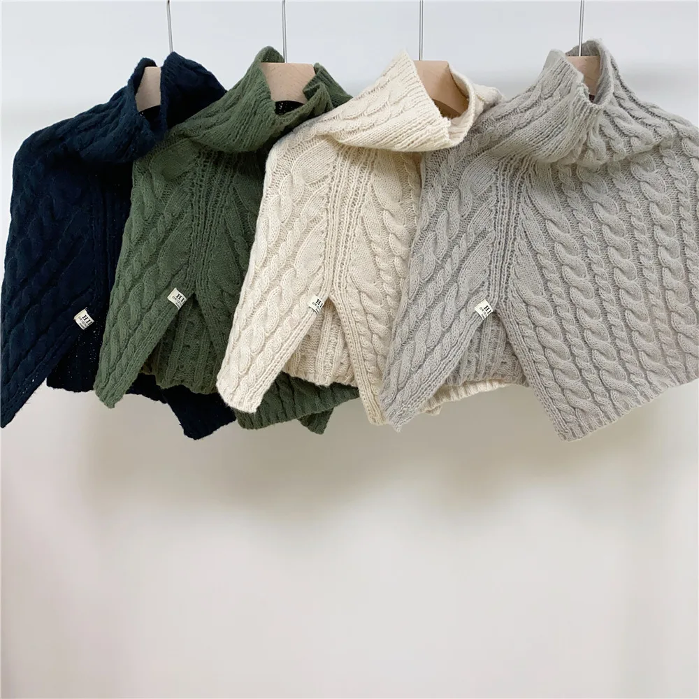 

Women Turtleneck Knitted Fake Collar Warm Neck Warmer Detachable Collar Female Scarf Korean Style Removable False Collar Scarves