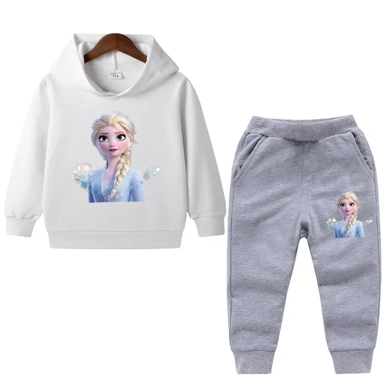 thumbnail image 1 of Ropa de primavera para niños, suéter de manga larga con capucha y pantalón de Frozen Elsa para niñas, conjuntos de 2 piezas, ropa para niñas pequeñas, 1 of 5