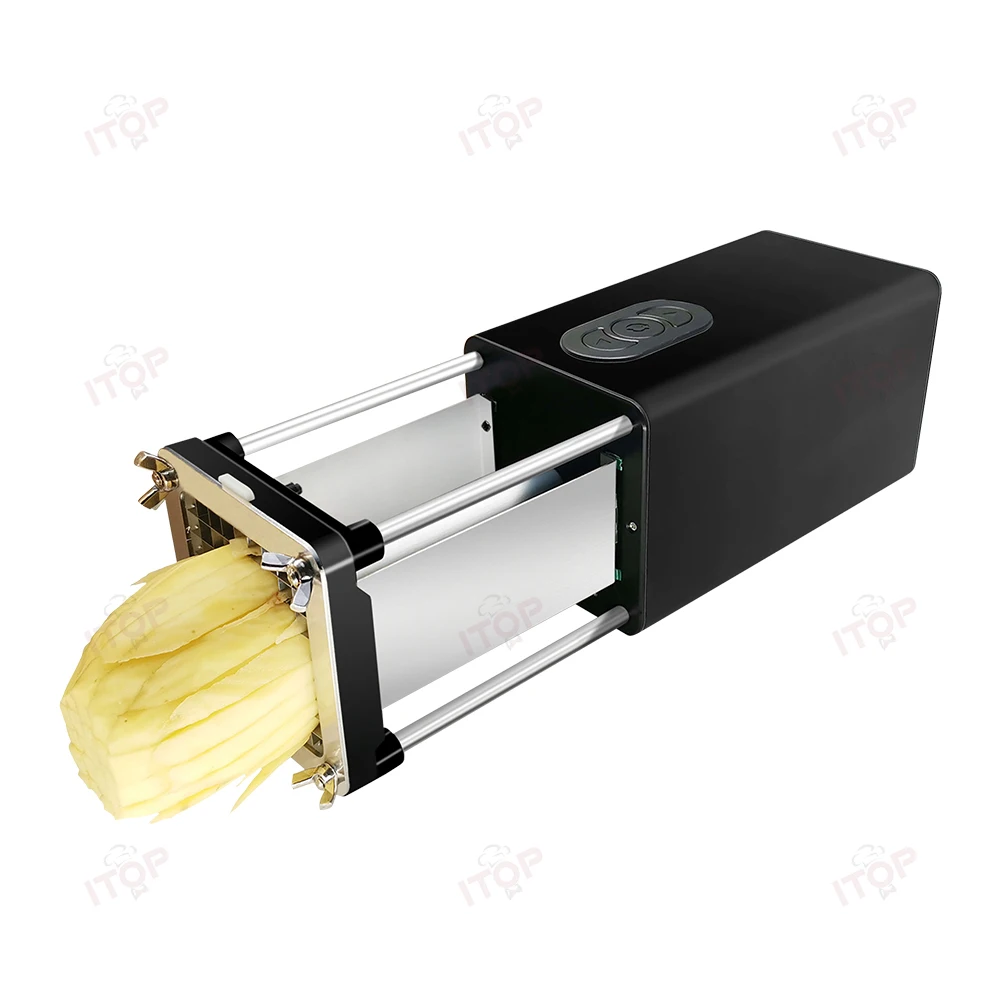 ITOP Electric Potato Chips Cutter French Fries Vegetable Cutting Machine 2 Blades Stainless Steel Durable Power 58W 110V-240V