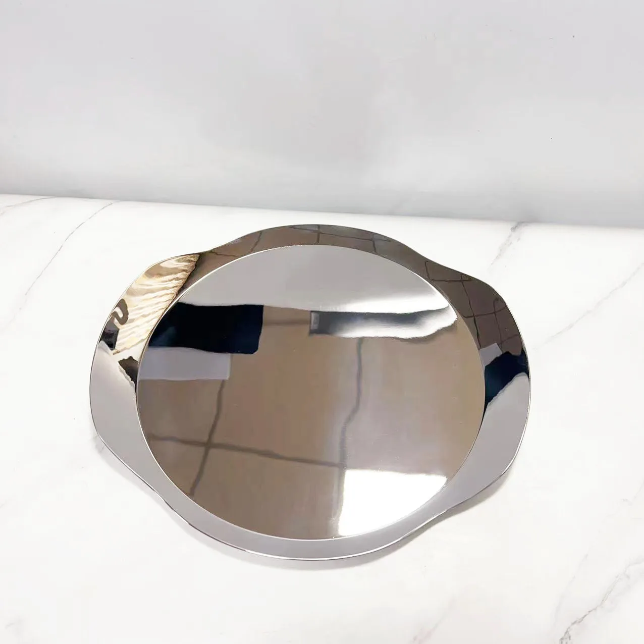 Nordic style model room stainless steel tray fruit plate afternoon tea dessert wine set tray ornament for housewarming gift 4