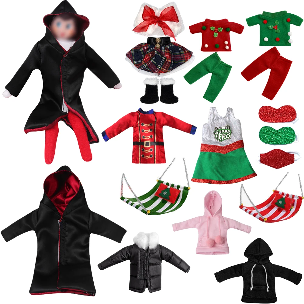 

Christmas Elf Doll Clothes Halloween Magic Robe Eye Mask Sleeping Bag Skirt Pants Hoodie Baby Toy Accessories Toy Birthday Gift