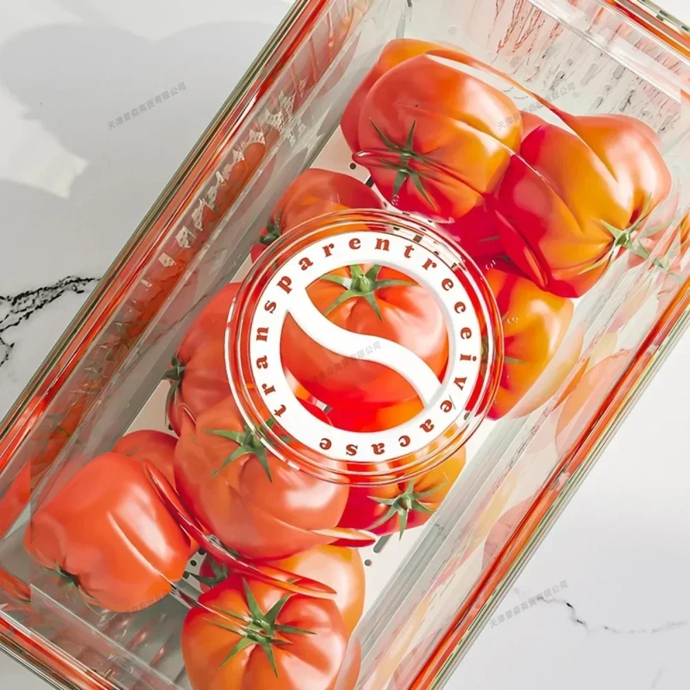 Refrigerator Storage Box Stackable Organizer Box Handle and Lids Vegetable Fruits Storage Organizer Containers