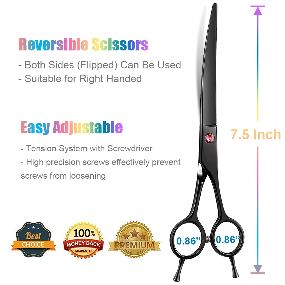 Portable Curved Pet Hair Scissors Grooming Both Hand Available Stainless Steel Dog Scissors Pets Shears Animal Cutting hairdressing scissors,dog grooming scissors,hair trimmer scissors