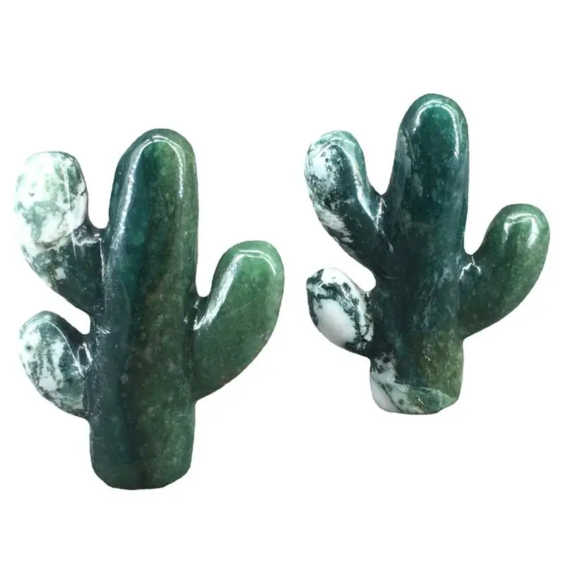 Natural Crystal Healing Stone Green Plant Moss Agate Cacti Crystal Point Moss Agate Crystal For Garden Decoration 1pcs 6