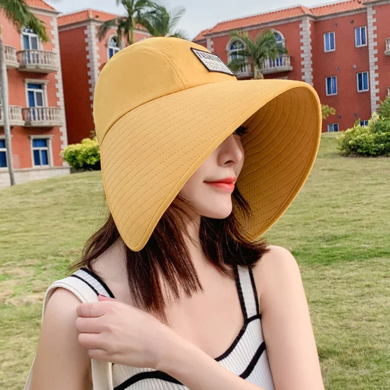 Women Hat Summer UV Protection Fashionable Large Brim Sun Protectioncap Beach Hats Ponytail Travel Visor Panama sun hat women hat