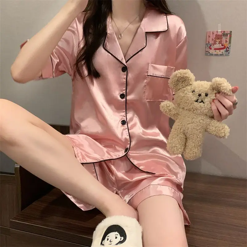 

Pajamas Women Summer Simple Homewear Summer Short Sleeve Shorts Casual Homewear Set Women Pijamas