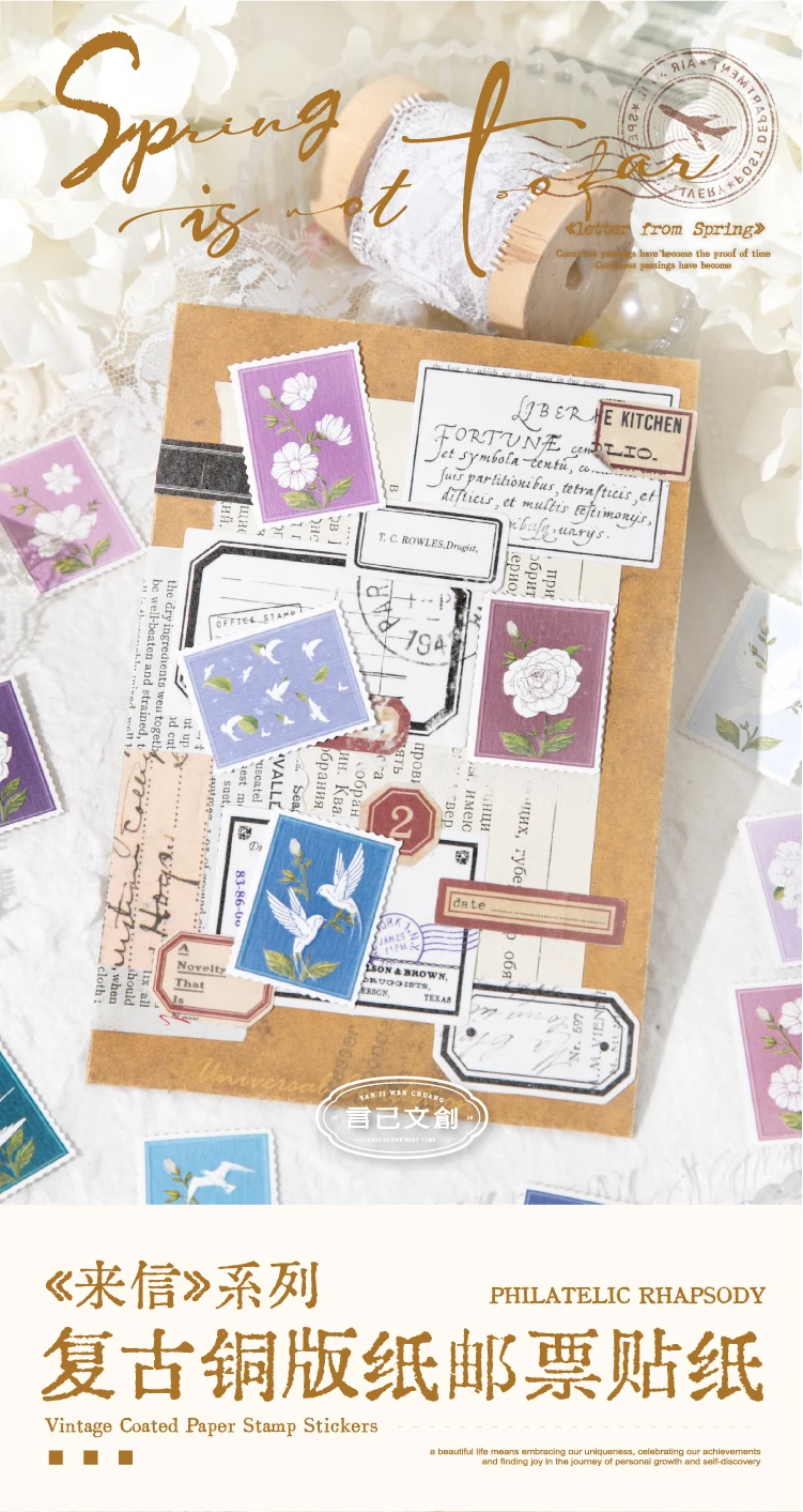 Journal GO 15 Stück Brief erhalten Briefmarkenmaterial Papier für Grußkarten Scrapbook Journaling Handgefertigte Bastelvermögenswerte – Detail 1