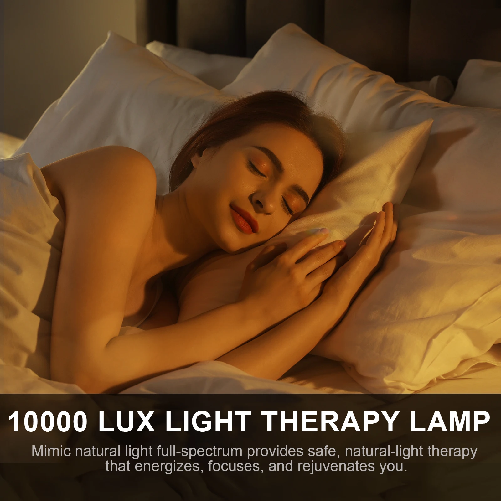 Phototherapy lamp UV-free bright white LED therapy lamp 10000 LUX-adjustable brightness, mode and countdown timer