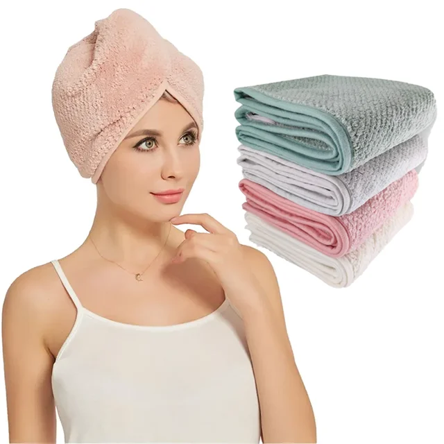 Haj Törülköző Gombbal Szuper Abszorbens Csomagolás Göndör Hajhoz, Gyors Szárító Hajcsomagolás A Nők Számára, Súrlódásgátló Mikroszál