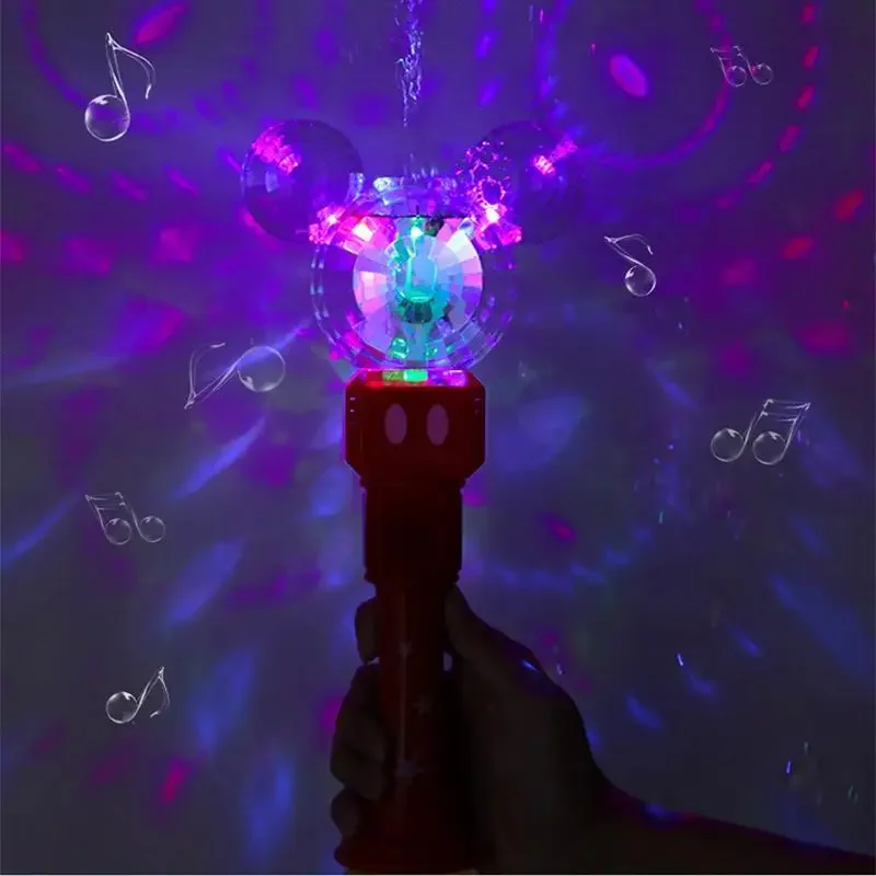 Disney  Cartoon Mickey Mouse Automatic Blowing Bubble Stick Lighting&music Waterproof Toy For Kids Girl toy Gifts 2