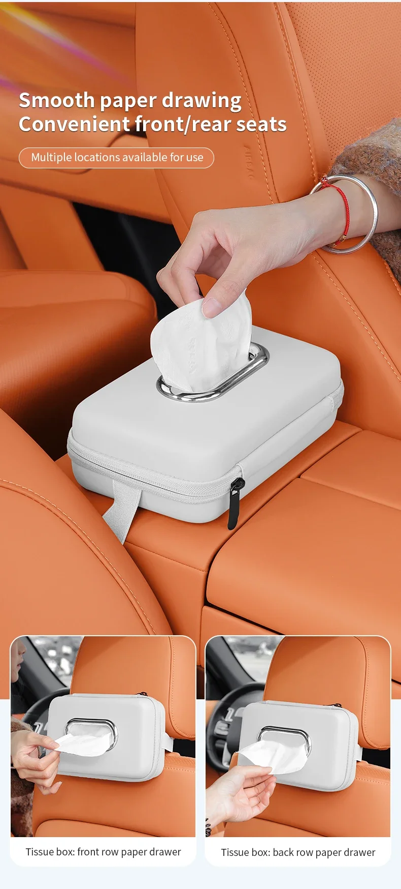 Auto-Montierbare Taschentuchbox Schubladentyp Kreative Multifunktionale Auto-Armlehnenbox Rückenlehnen-Hängebox Sonnenblenden-Halterung Vierfarbige Taschentuchtasche – Detail 7