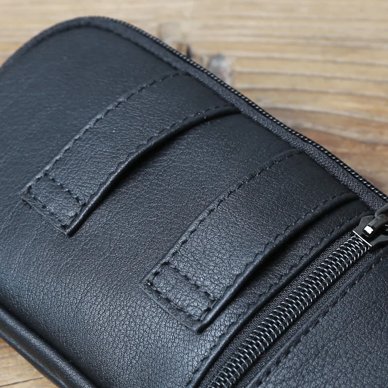 NZPJ Genuine Leather Men's Waist Bag Casual Top Layer Cowhide Waist Hanging Bag Large Capacity Wallet  for 6.9-Inch Mobile Phone