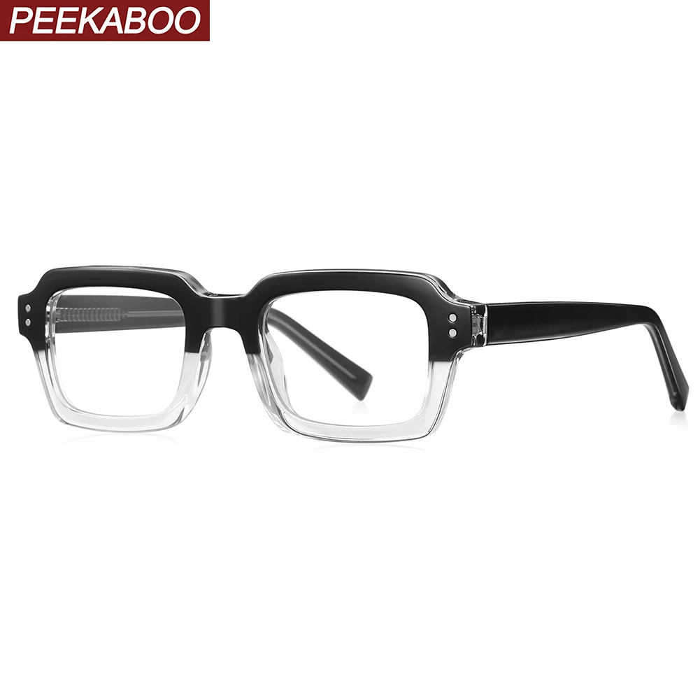 

Peekaboo korean fashion square glasses frame for men clear lens TR90 anti blue light glasses for women CP acetate unisex gift