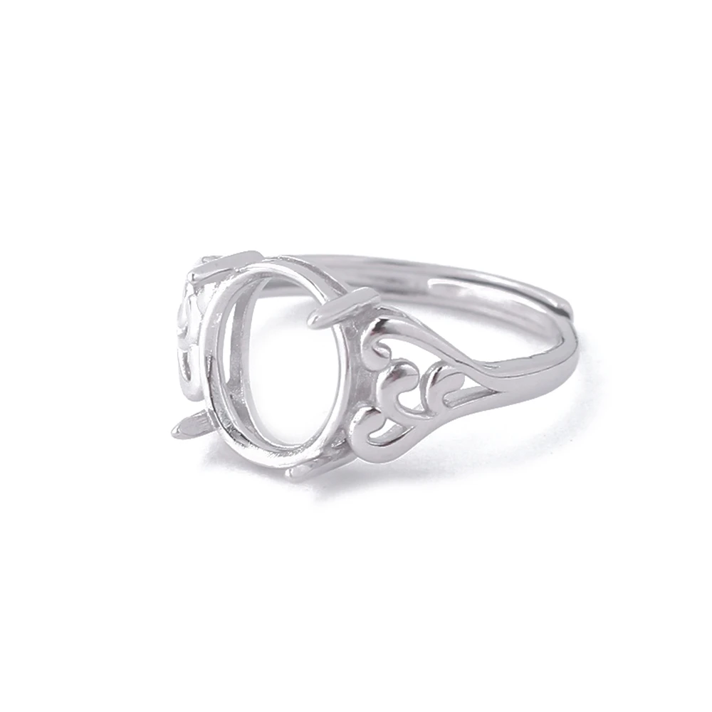 4Pcs Pure Brass Adjustable Semi Mount Moissanite Ring Cabochon Bases