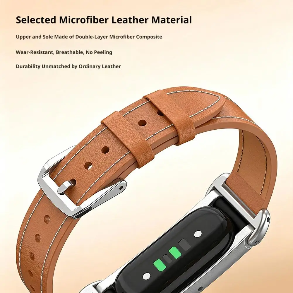 Stylish Microfiber Leather Band with Metal Frame - Breathable Strap