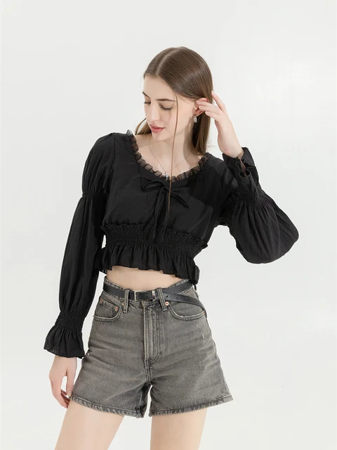French pleated shirt with long sleeve