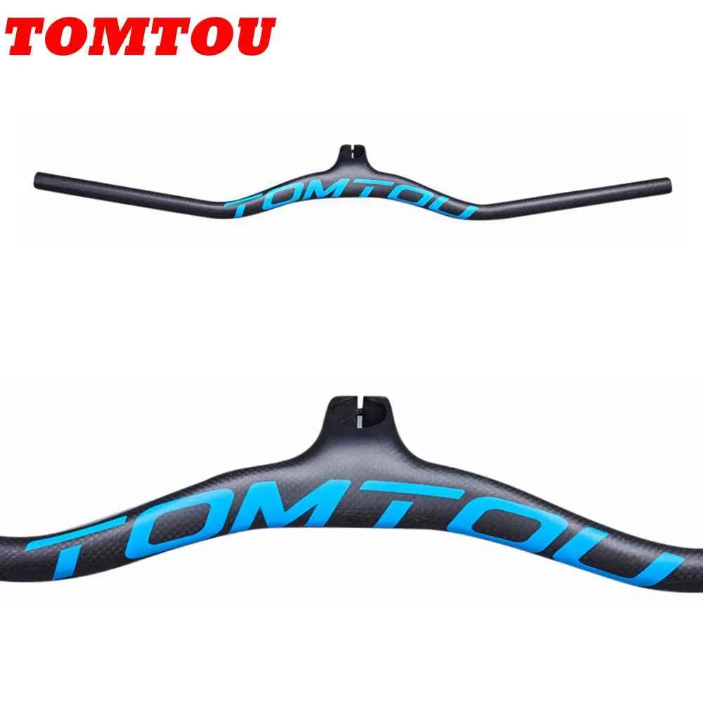 

TOMTOU Carbon MTB Handlebar Bike Horizontal Integrated Handlebar With Stem -8 -17 -25 Bicycle Mountain Accessories