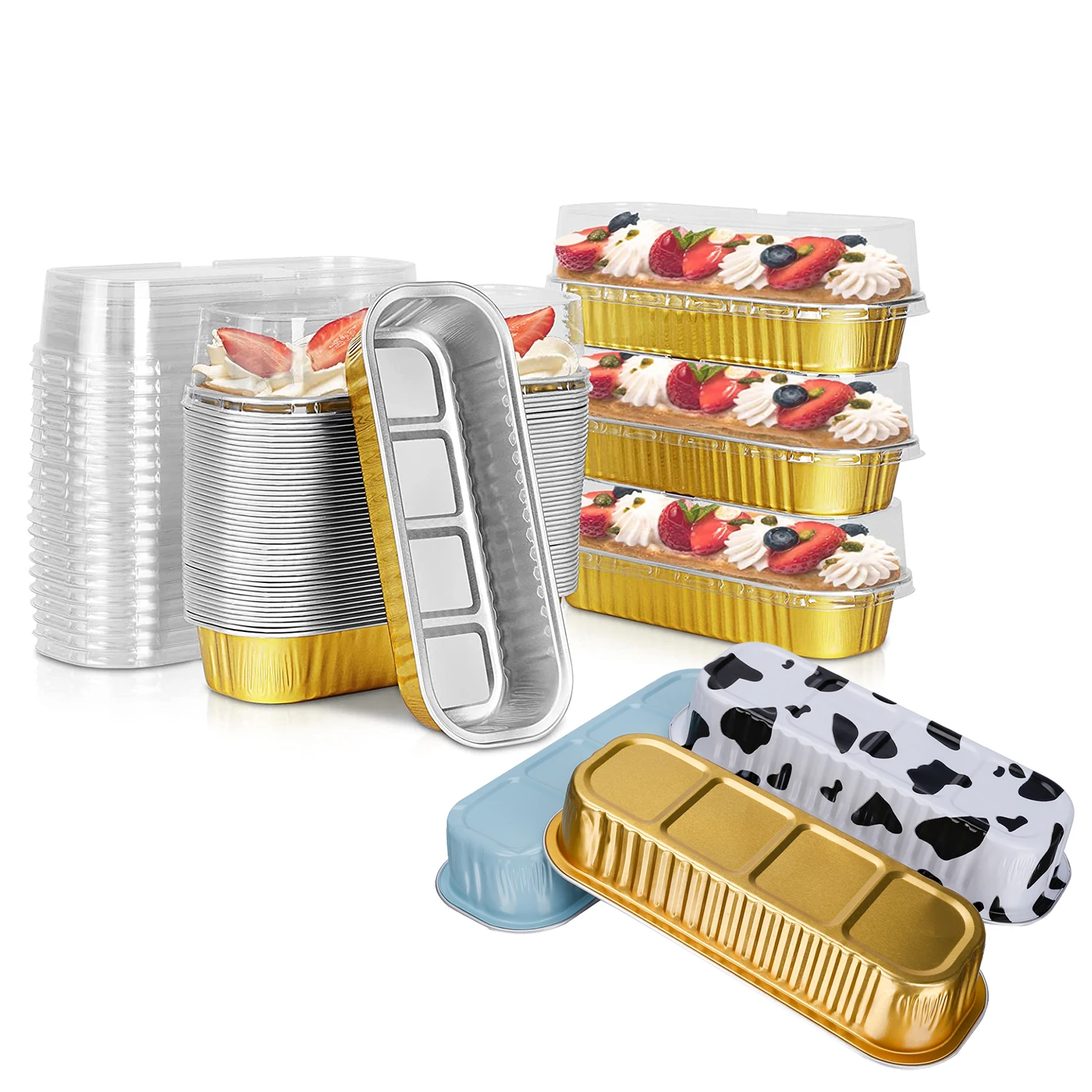 Aluminum Foil Trays Mini Cake Pans Rectangular Food Containers Cupcake Pans 30 Pcs for Breads Cakes Picnic Meals disposable containers disposable lunch box food storage containers baking cake box