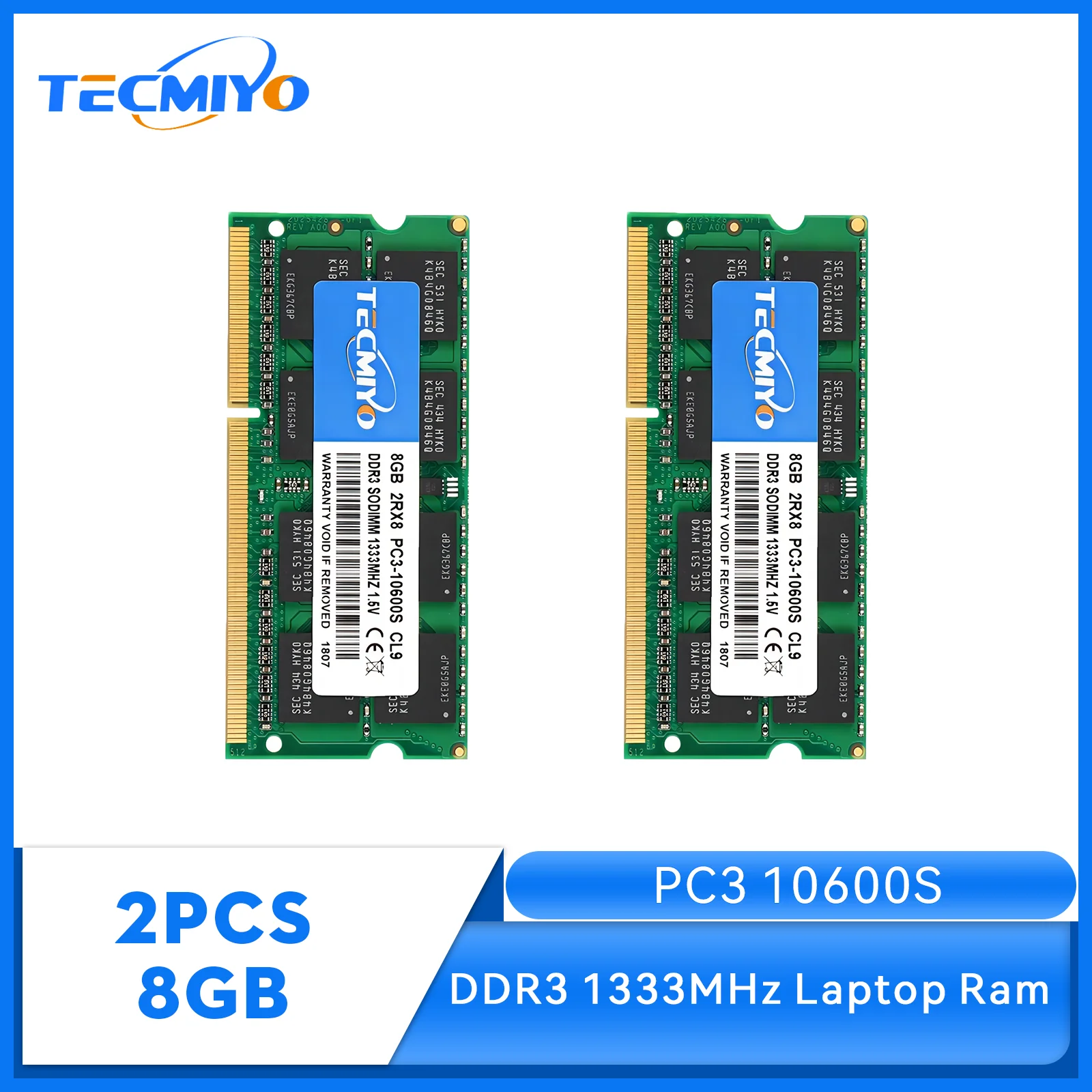 TECMIYO 2X8GB DDR3 1333MHz SODIMM Laptop Memory RAM PC3