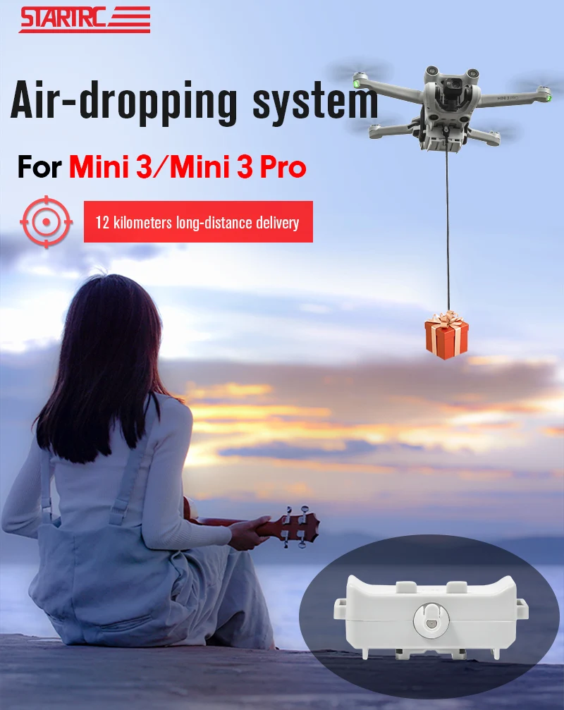 Description Picture 3 of itemAirdrop System 12KM for DJI Mini 3 Pro Drone Accessories Thrower Payload Dropper Transport Device For DJI Mini 2 SE/Mini 4/Air 3