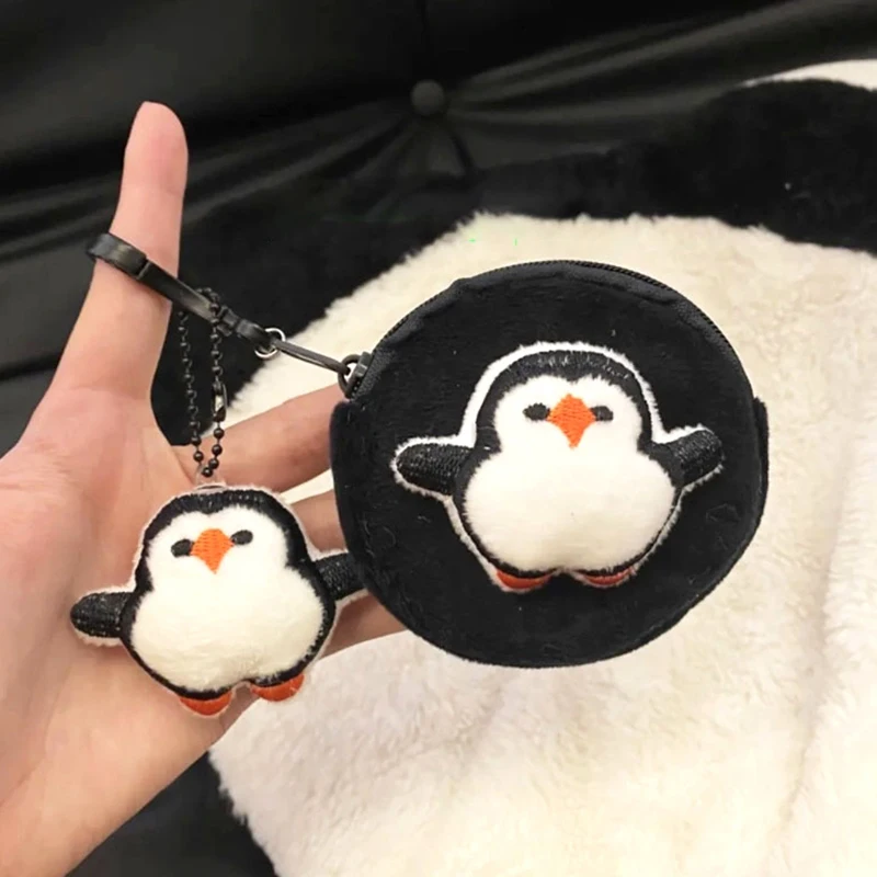 Penguin Plush Pendant Coin Purse Keychain Little Penguin Wallet Storage Bag Lipstick Card Bag Earphone Pendant Decor Gifts