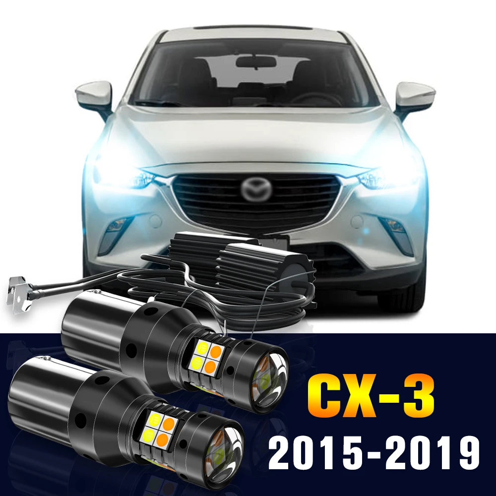 

2pcs LED Dual Mode Turn Signal+Daytime Running Light DRL Lamp For Mazda CX3 CX-3 CX 3 2015-2019 2016 2017 2018 Accessories