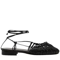 Sandales tissées pour femmes 2026 – Nouvelles sandales d'été en cuir de mouton faites à la main, style rétro, à lacets, bout fermé, marron 5