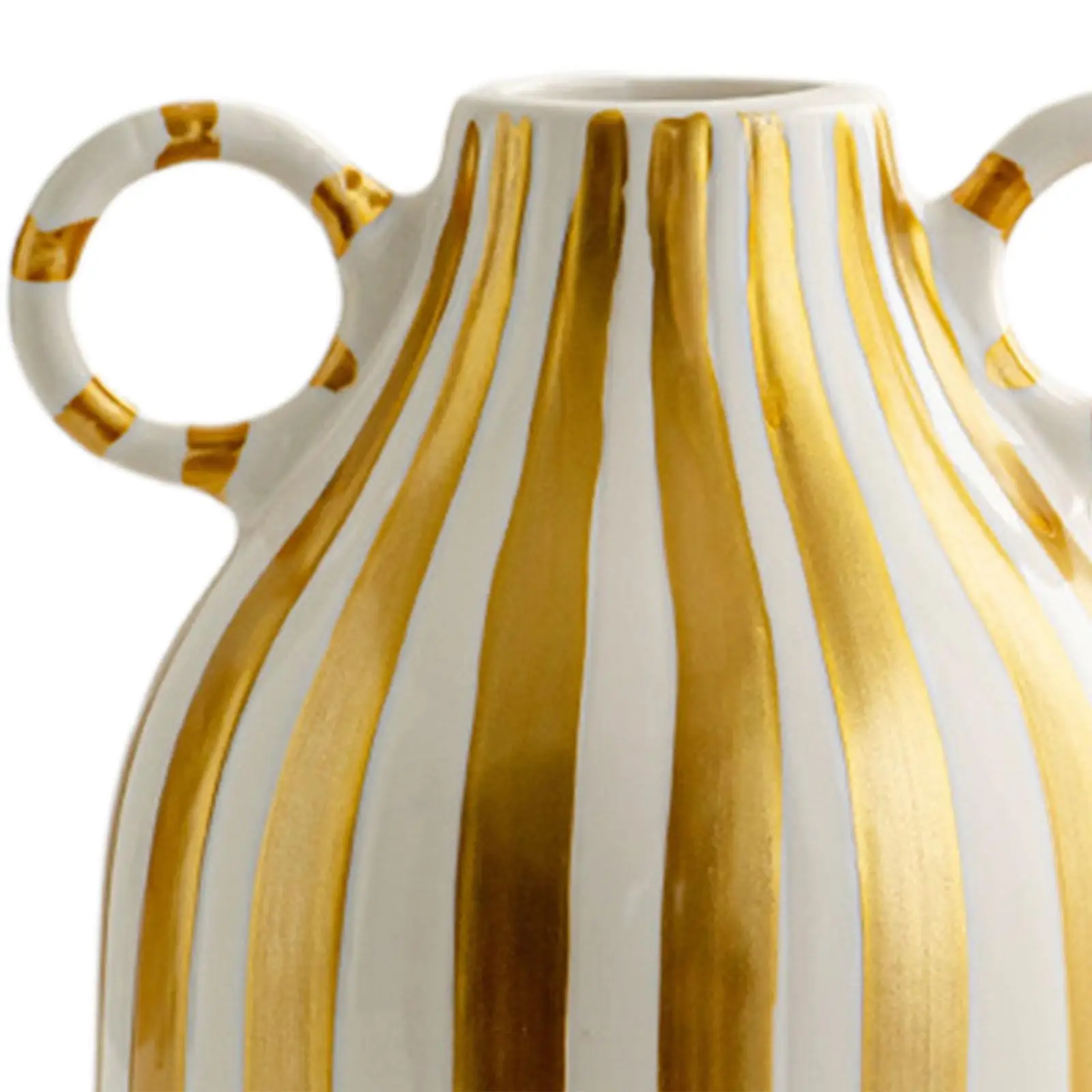 Decorative Flower Vase Ceramic Vase with Handle for Mantel Cabinet Bedroom