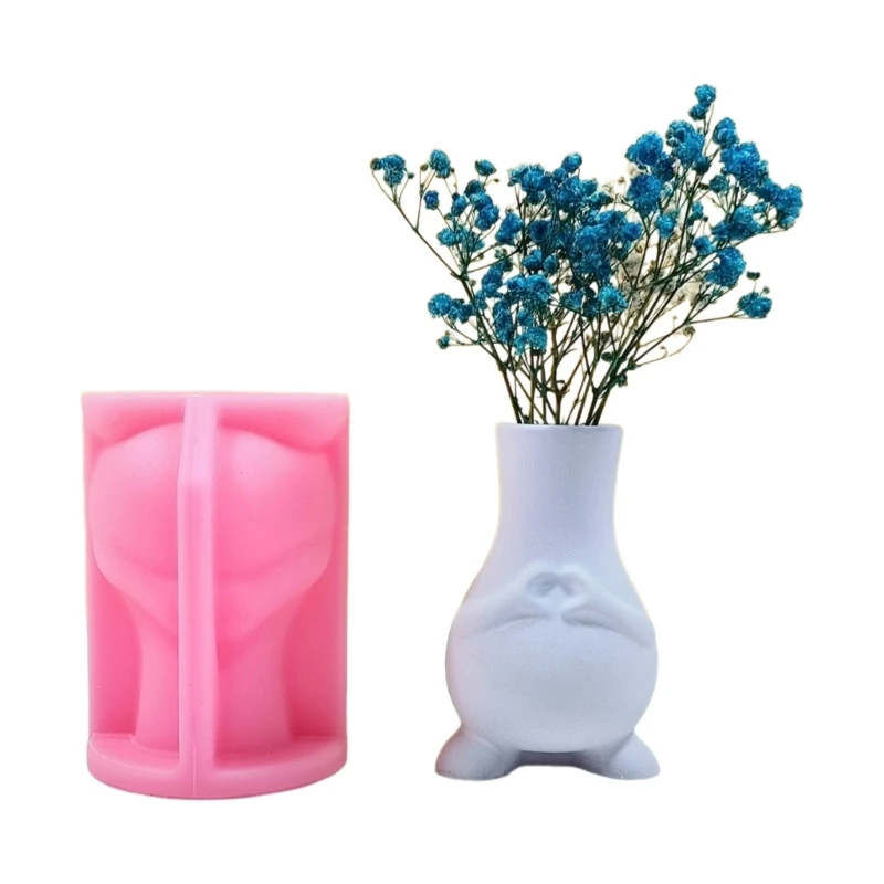 

Silicone Flower Pots Mold Heart Postures Succulent Planter Cement Clay Mould K3ND