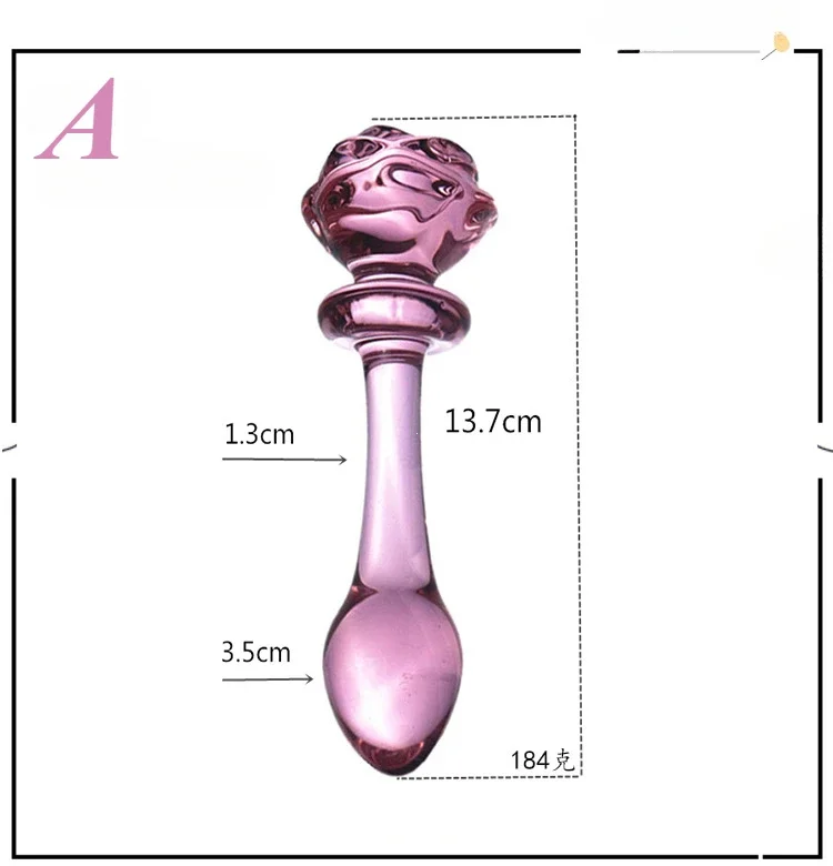 Rose Glass Bullet Butt Plug Transparent Pink Stimulating Anal Masturbation Beads Penetration Anal Plug Adult Sex Toy