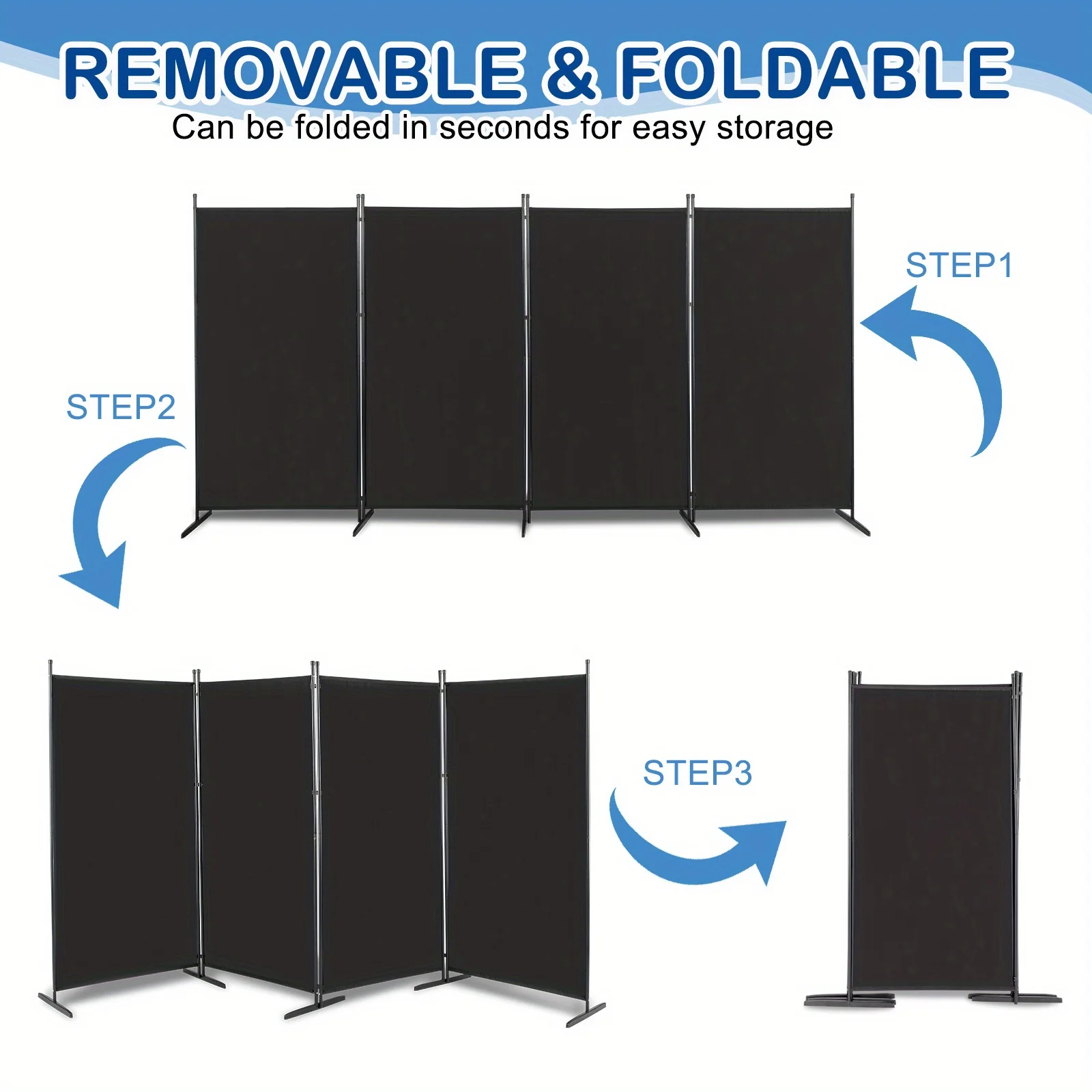 4 Panel Room Divider Folding Privacy Portable Partition Screen Home Office