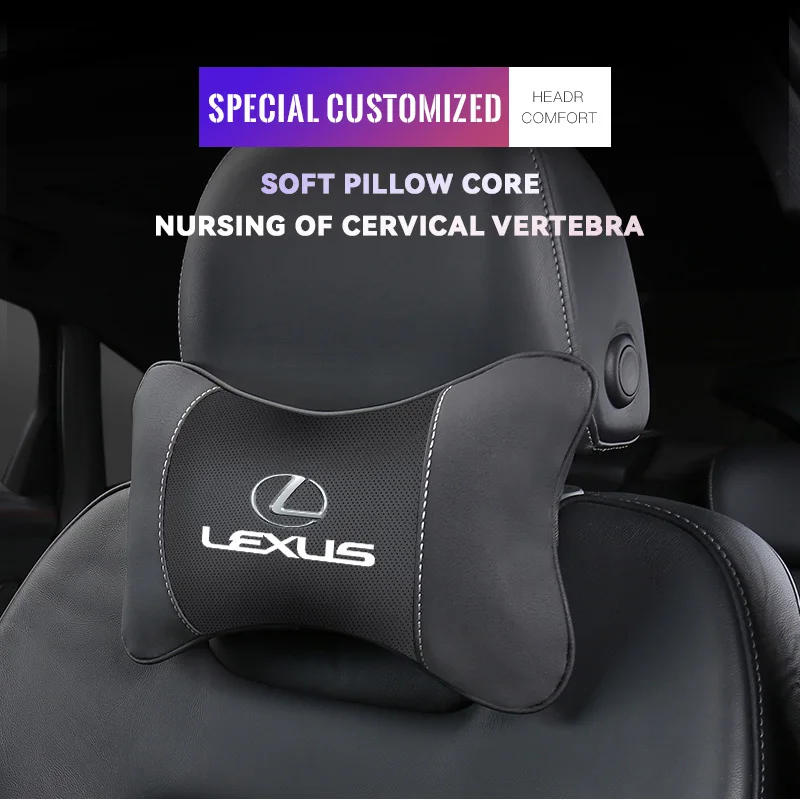 1Pcs Car Seat Headrest Auto Logo Neck Pillow For Lexus GX460 Ct200h ES Fsport GS GX IS LS LX NX