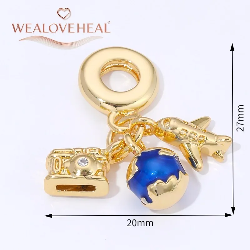 charms für armbänder,18K vergoldete blaue Emaille-Anhänger in Form von Reise-, Baseball-, „You Light Up My Life“-Vogel- oder Doppelherz-Motiven für DIY-Armbänder und Schmuckherstellung – Detail 26