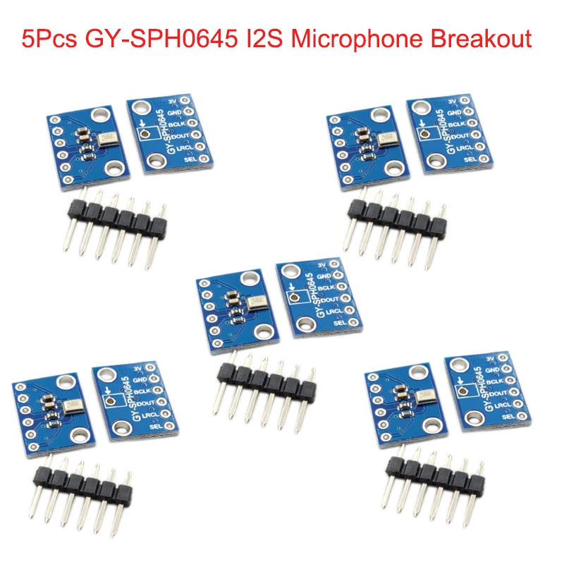 

RCmall 5Pcs GY-SPH0645 I2S MEMS Microphone Breakout Sensor Module SPH0645LM4H for Arduino Zero