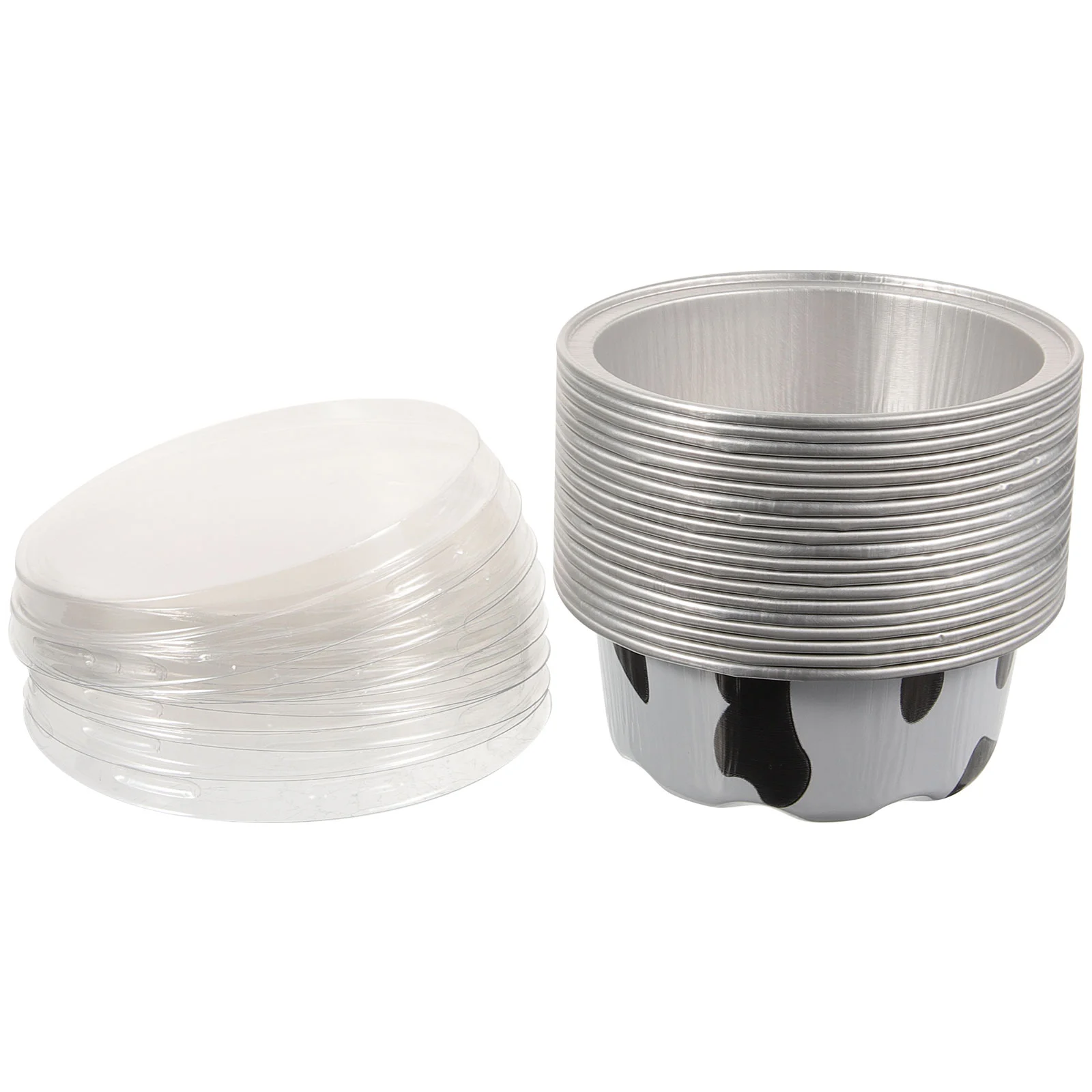50 Pcs Dairy Cow Cake Cups Aluminum Containers With Lids Egg Tart Molds Cupcake Baking Molds Non Stick Muffin Cups Pudding