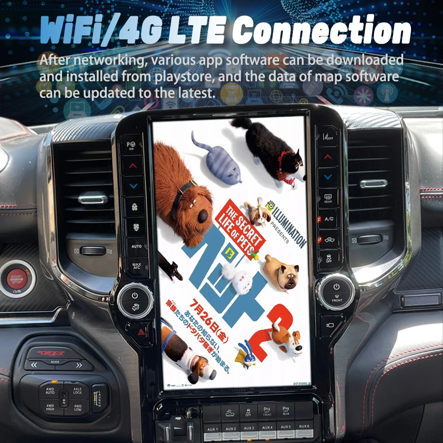 Big Qled Screen Stereo Navigation For Dodge Ram 2019 - 2023 Android Media Video
